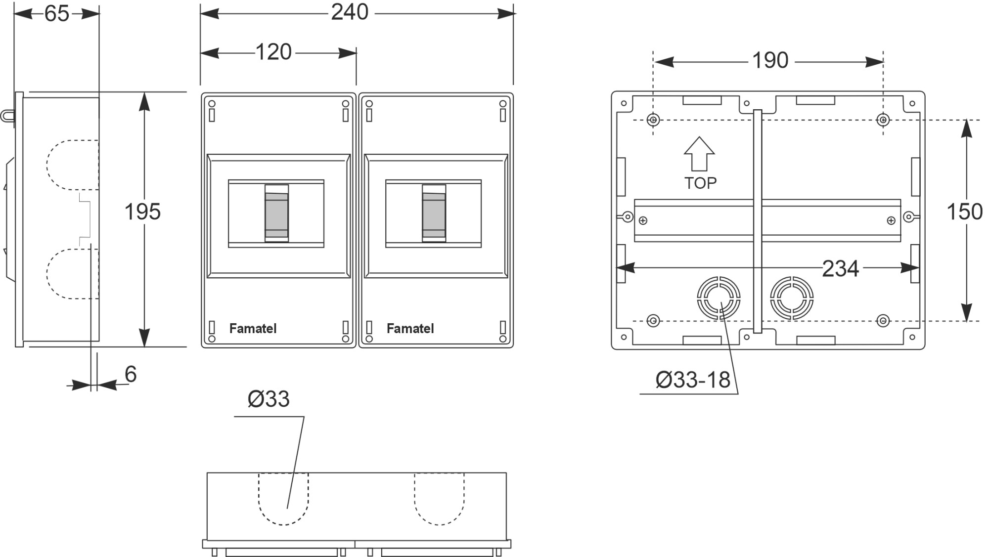 3401 | Armario de superficie 4(ICP32) + 4 módulos IP40