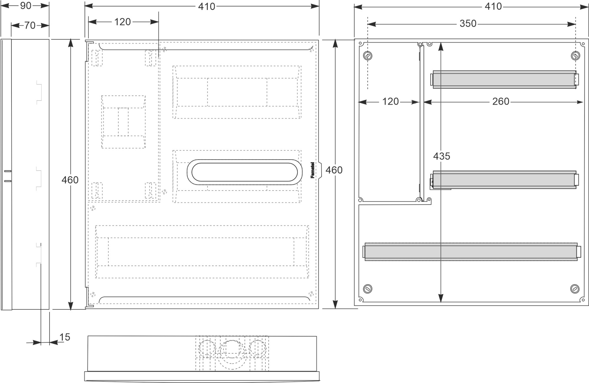 3444-P | Armario de superficie 4(ICP) + 44 módulos IP40