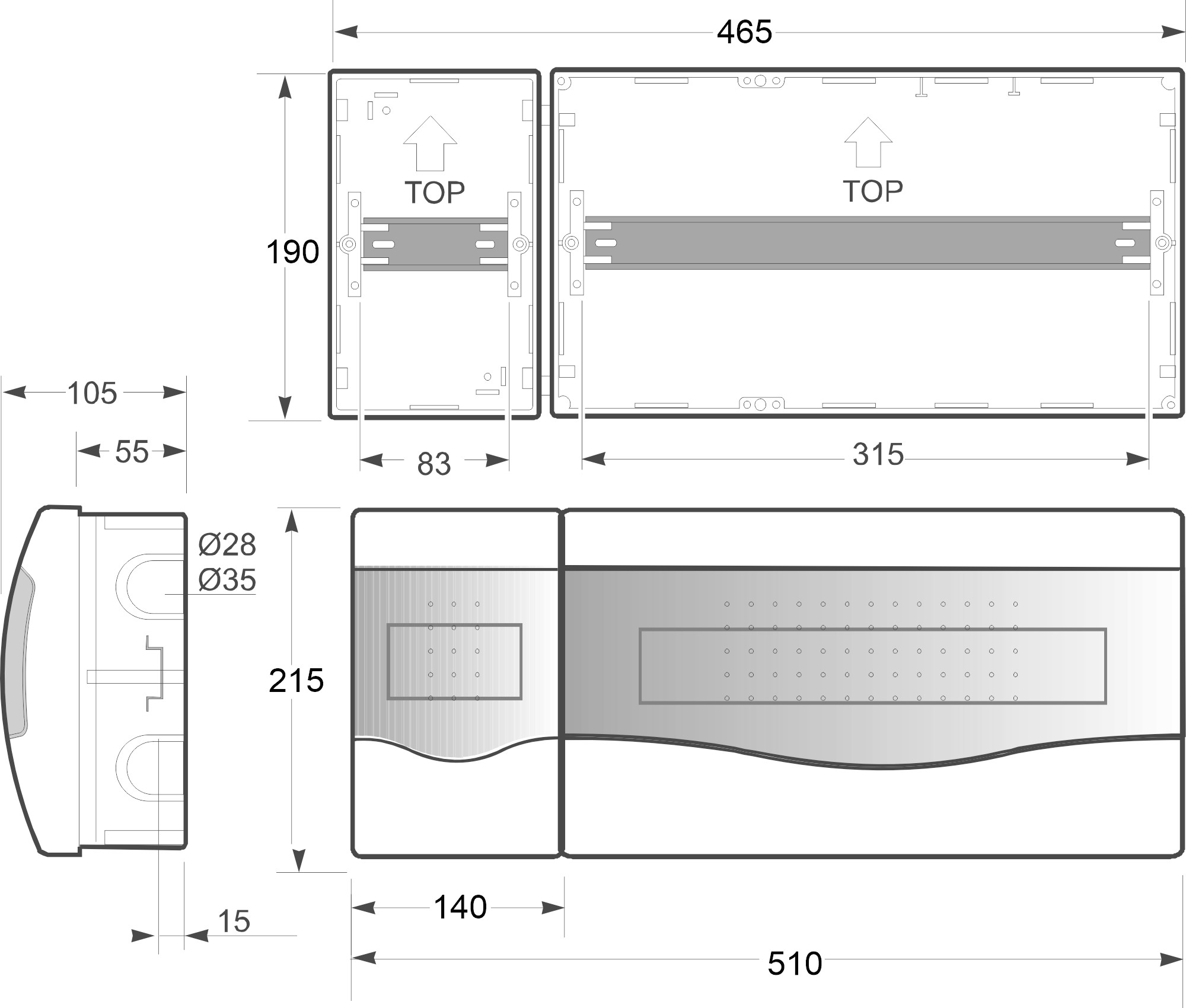 3768 | Armario de empotrar 4(ICP) + 17 módulos IP40