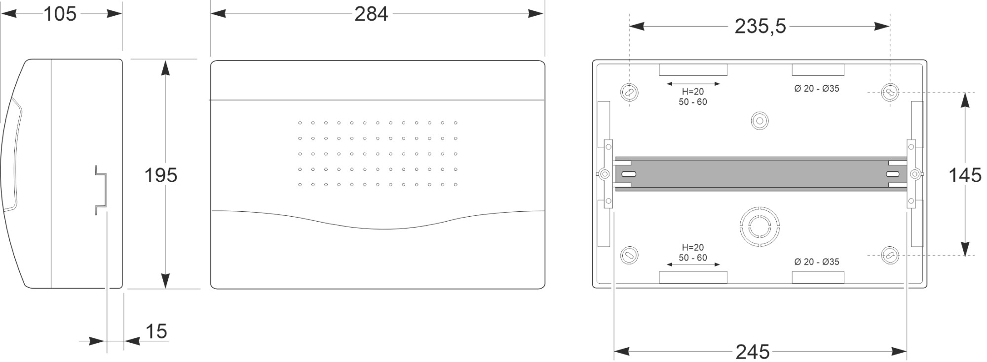 3612 | Armario de superficie 14 módulos IP40