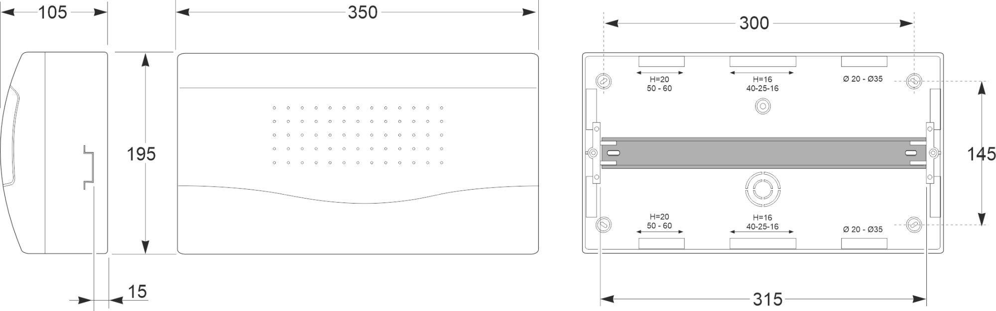 3618 | Armario de superficie 17 módulos IP40