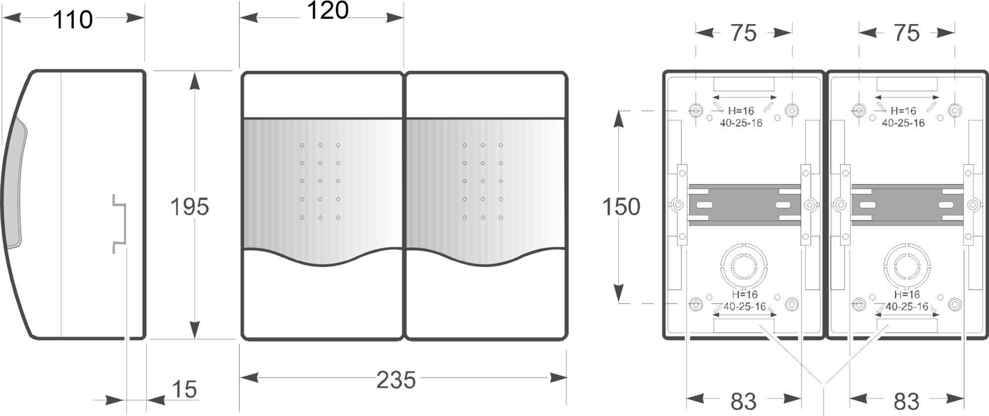 3844 | Armario de superficie 4(ICP) + 4 módulos IP40