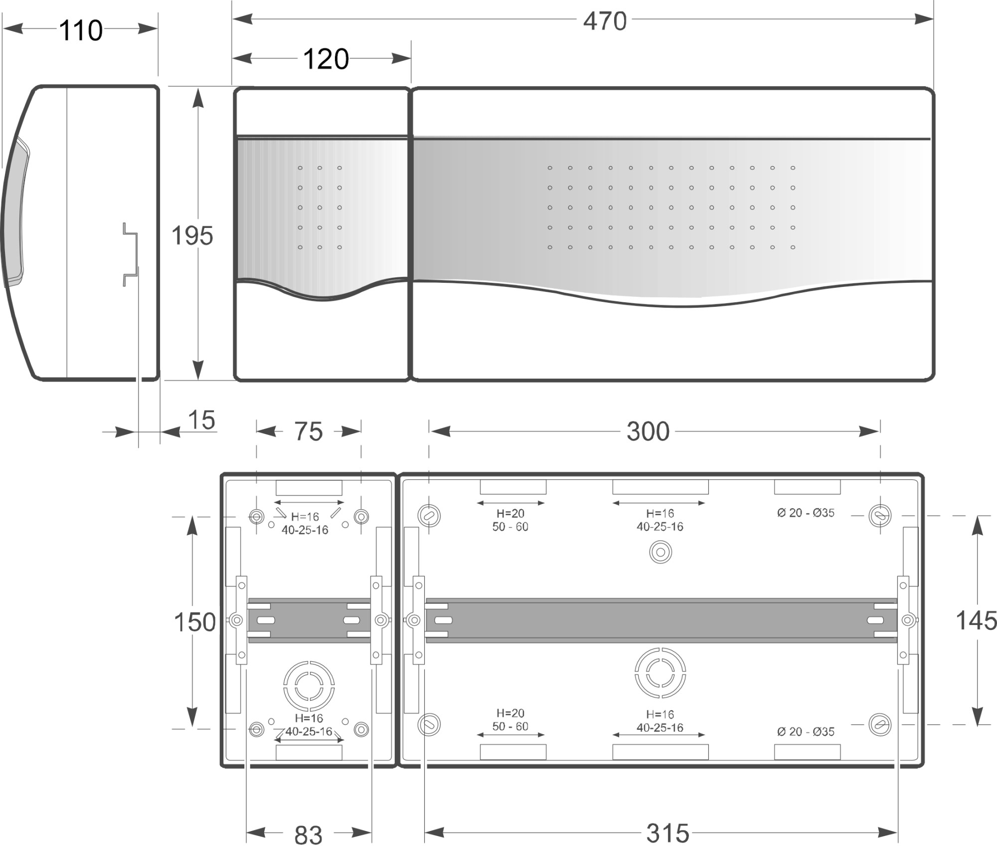 3868 | Armario de superficie 4(ICP) + 17 módulos IP40