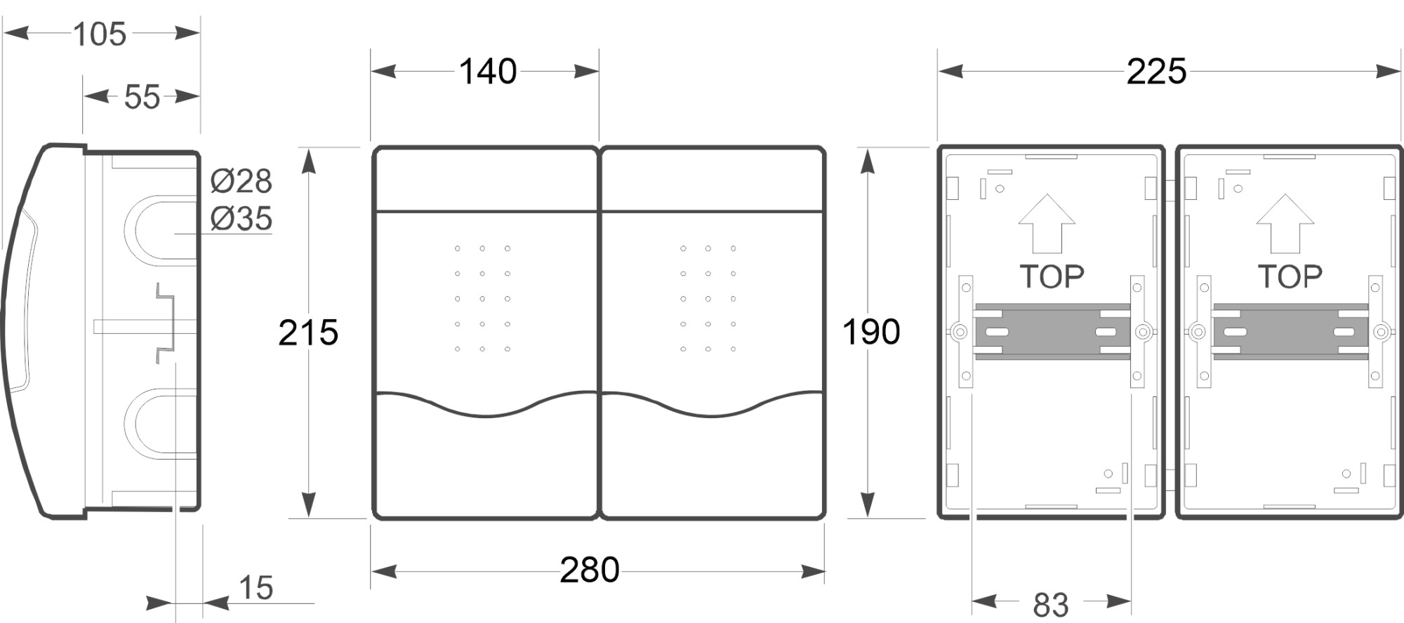 3744 | Armario de empotrar 4(ICP) + 4 módulos IP40