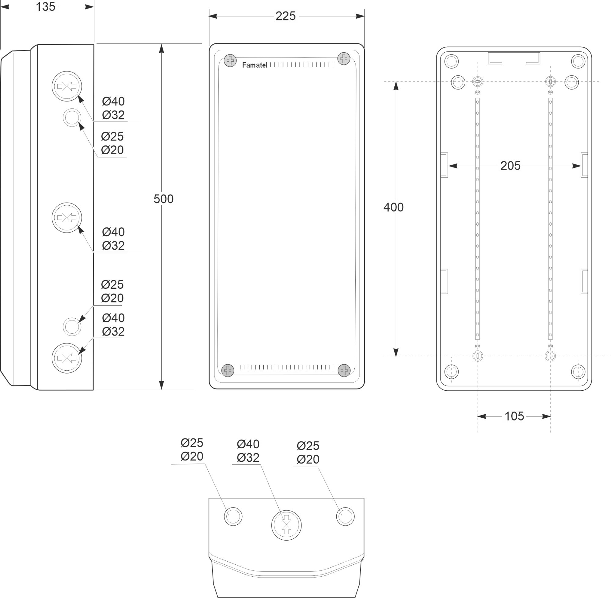 3953 | Caja estanca IP65 225x500x135