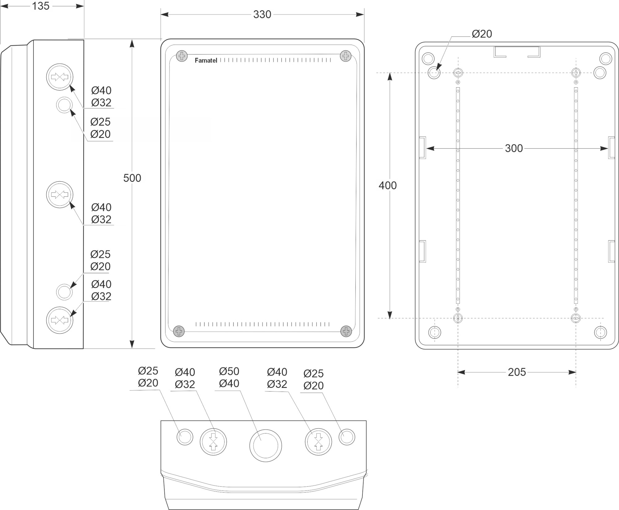 3954 | Caja estanca IP65 330x500x135