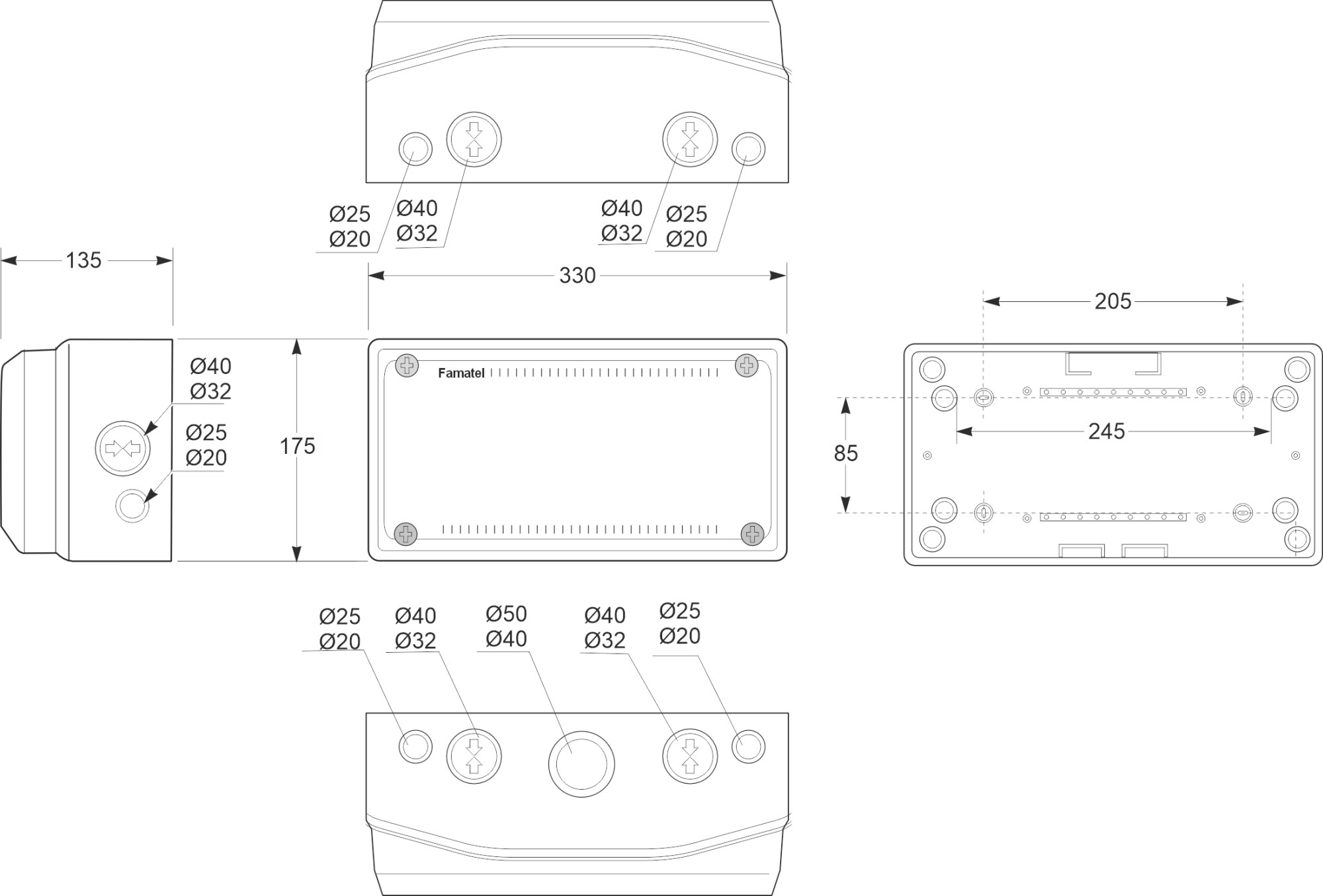 3955 | Caja estanca IP65 330x175x135