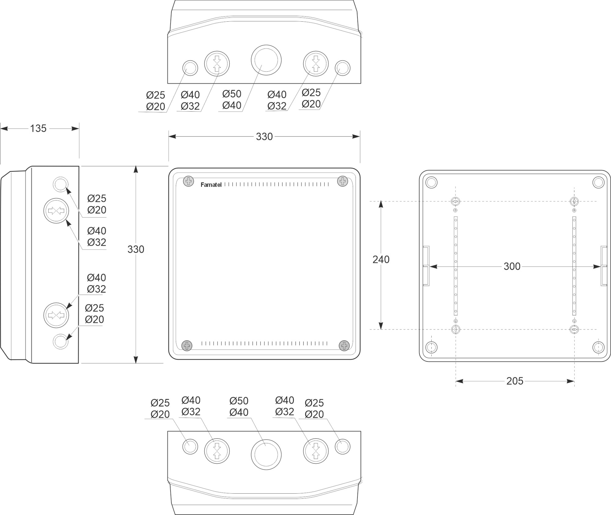 3956 | Caja estanca IP65 330x330x135
