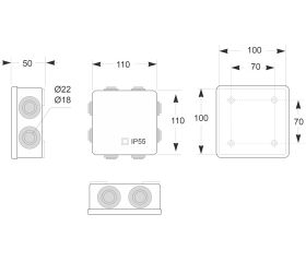 3003 | Caja estanca 7 conos IP55 100x100x45
