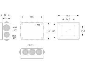 3012 | Caja estanca 10 conos IP55 152x110x63