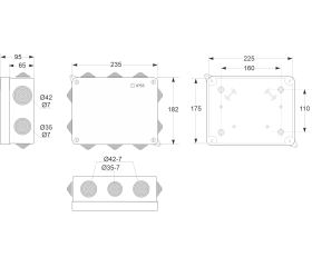 3014 | Caja estanca 10 conos IP55 225x175x85