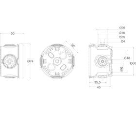 3025 | Caja estanca 4 conos IP65 45xØ60