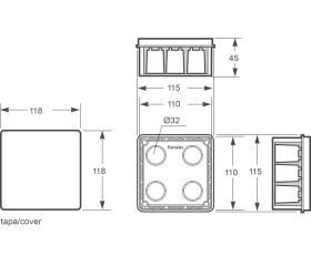 3201 | Caja derivación de empotrar IP30 115x115x45
