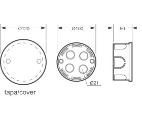 3211 | Caja derivación de empotrar IP30 Ø100x50