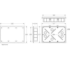 3222 | Caja derivación de empotrar IP30 217x317x60