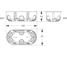 3256 | Caja para 2 mecanismos tabiqueria hueca IP20