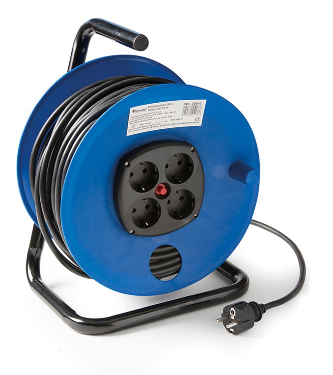 30010 | Enrollacable 4 tomas con toma de tierra y 50m de cable