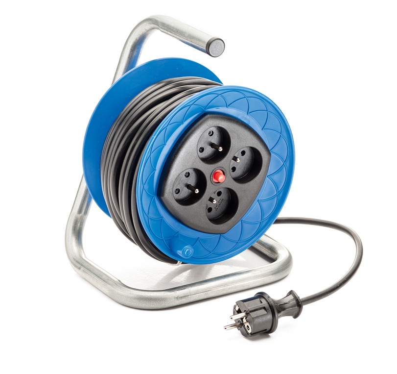 30115-F | Enrollacable 4 tomas francesas con toma de tierra y 15m de cable