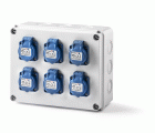 3066 | Caja estanca cableada con 6 tomas schuko IP54