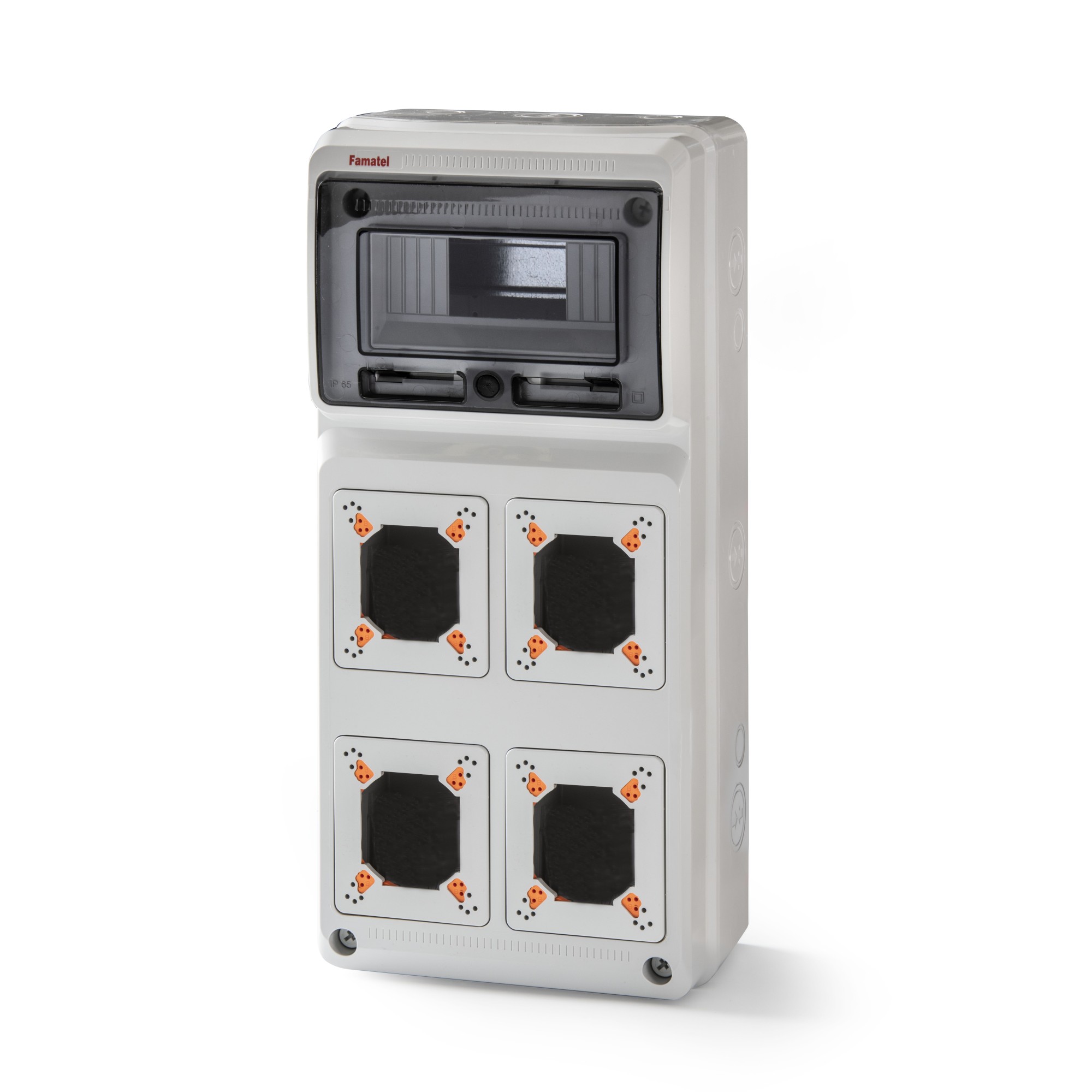 3961 | Envolvente pretroquelada 8 módulos para 4 mecanismos IP65