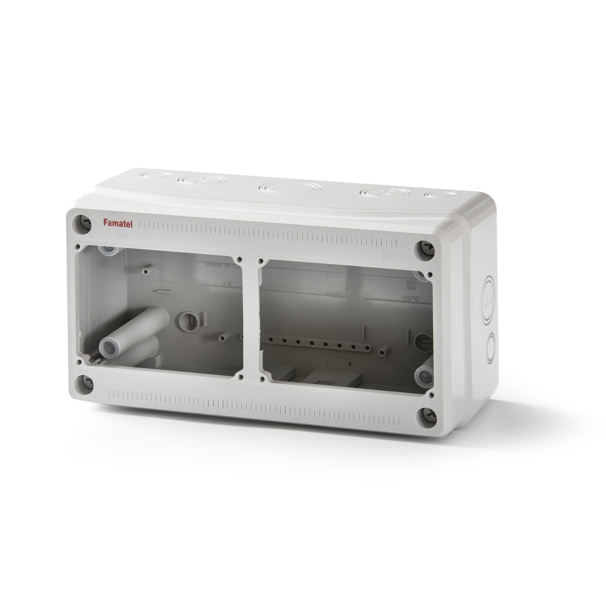 3973 | Envolvente pretroquelada para 2 bases interblocantes horizontales IP65