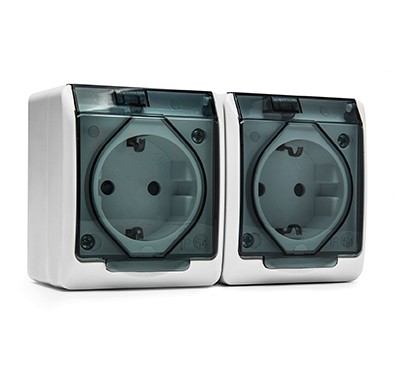 5125 | Doble base 16A con toma de tierra de superficie estanca IP54