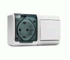 5126 | Conmutador 10A + Base 16A con toma de tierra de superficie estancos IP54