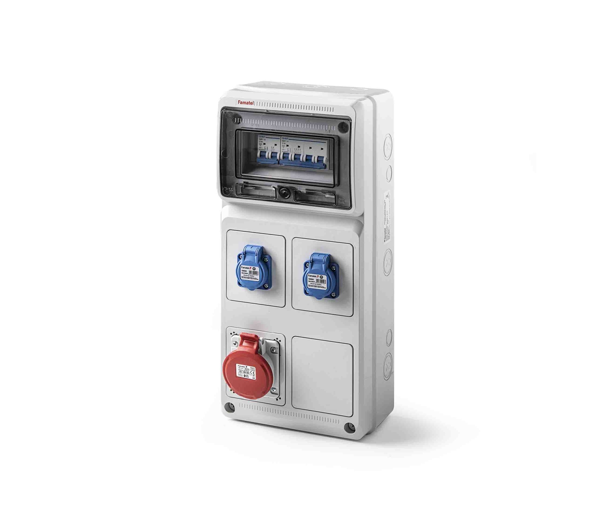 6528 | Caja cableada con protecciones 8m IP54 2x2P+TTL 16A, 3P+N+T 16A