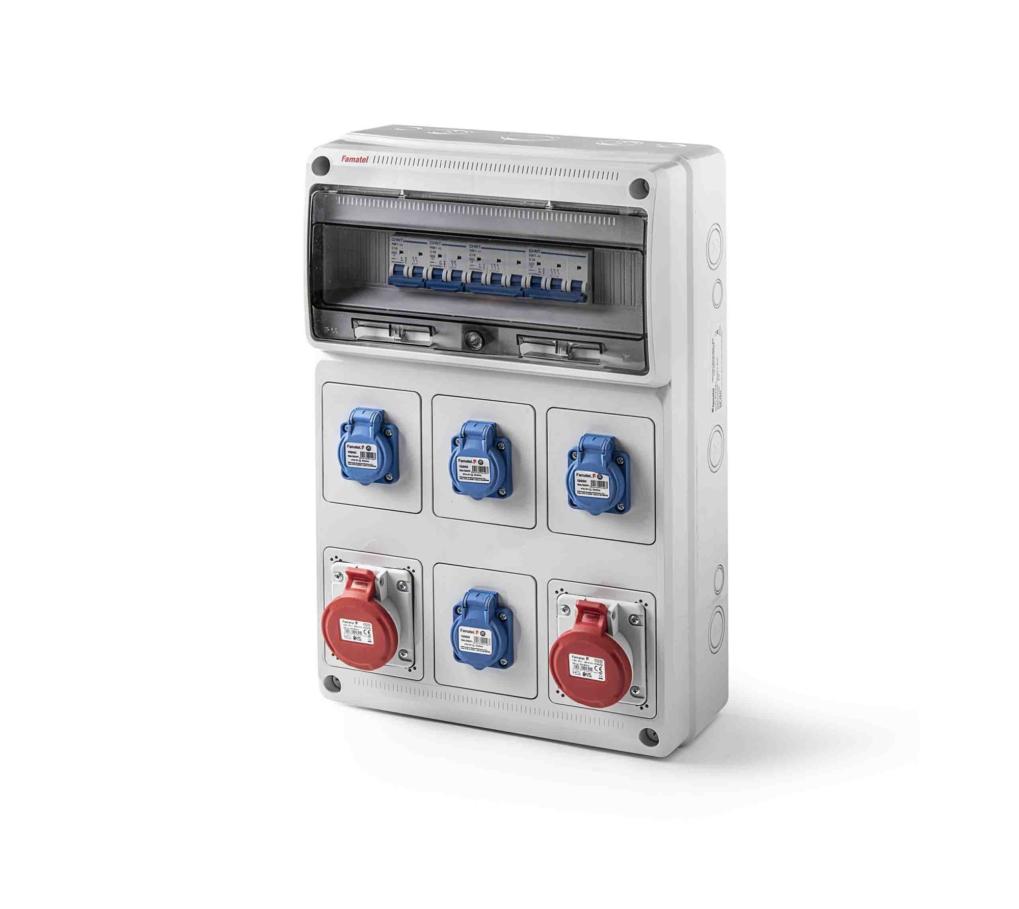 6529 | Caja cableada con protecciones 16m IP54 4x2P+TTL 16A, 2x3P+T 16A