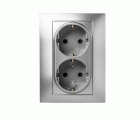 9225 | Doble base 16A con toma de tierra de empotrar Aluminio