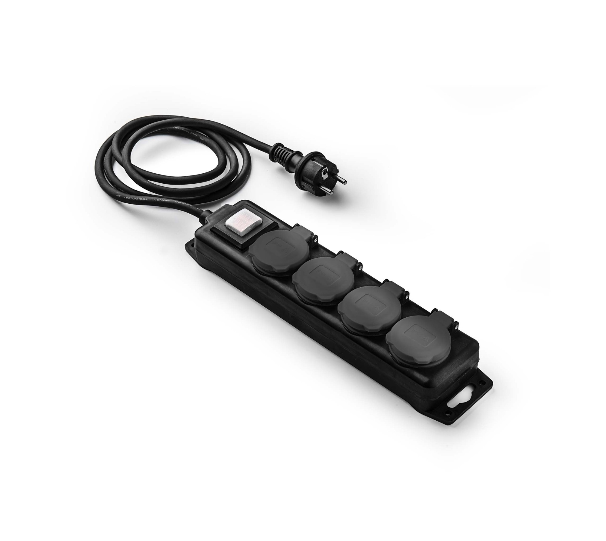 9/714 | Base 4 Tomas TT 16A-250V + interruptor con tapa IP44