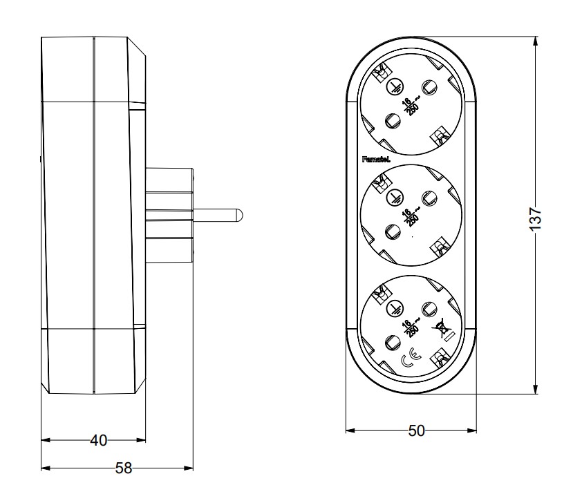 1333 | Adaptador 3 tomas