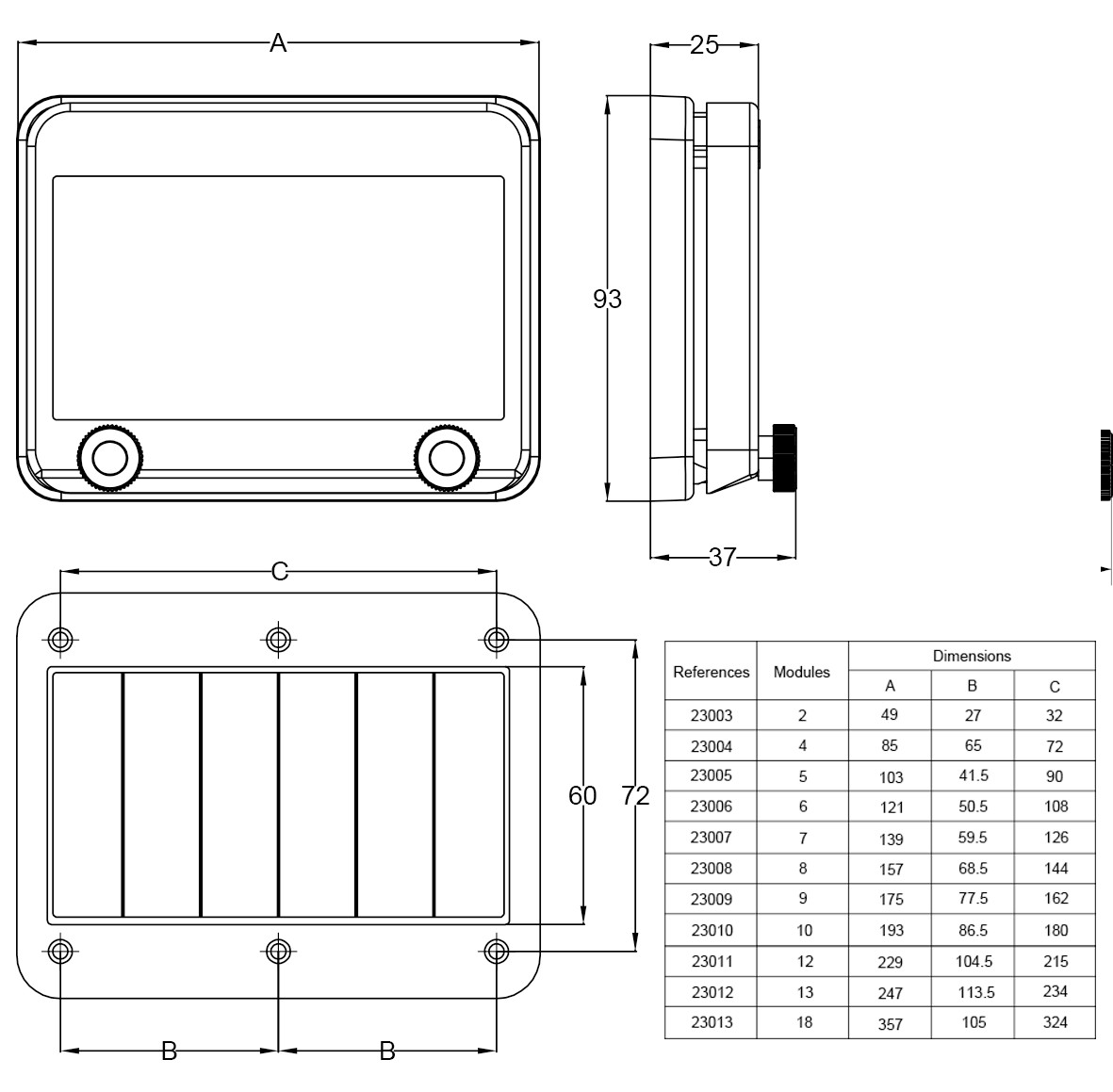 23004 | Mirilla de maniobra 4 modulos IP66/67