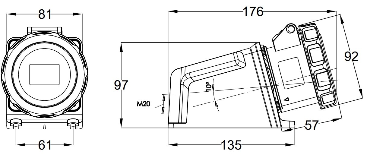 24398 | Base superficie 3h 32A IP66-67