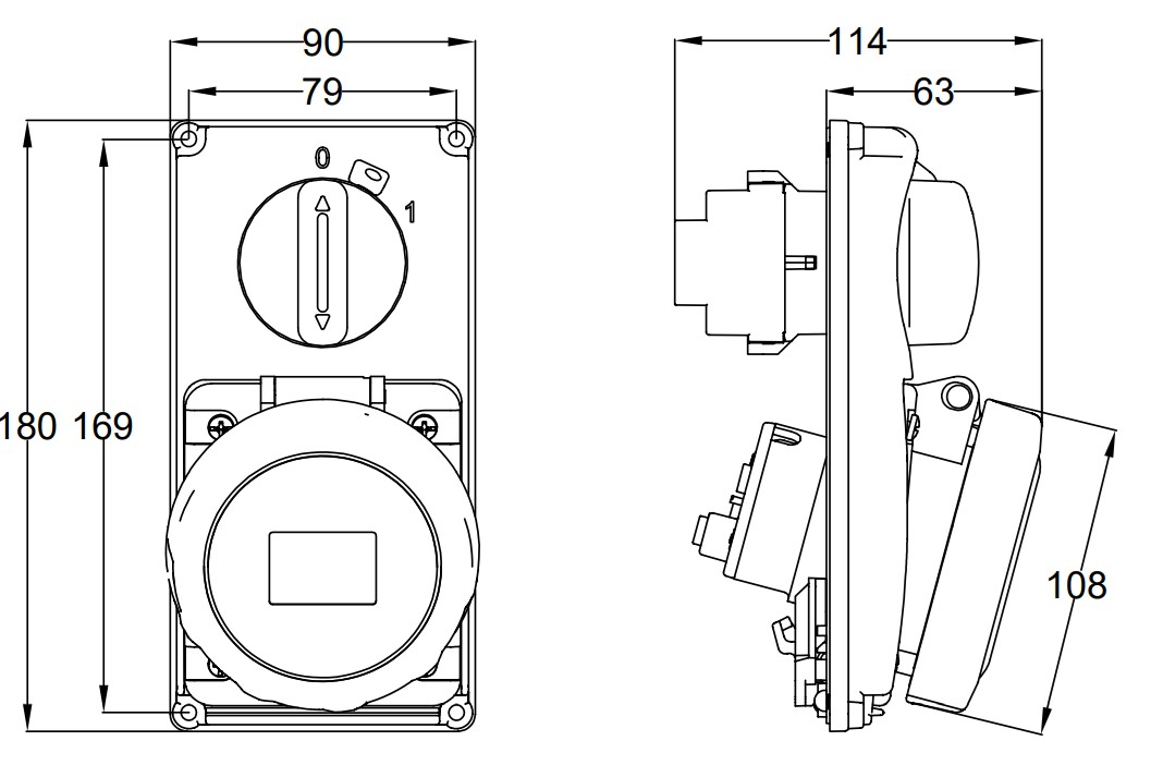 25053 | Base interblocante empotrar vertical 3h 32A IP67