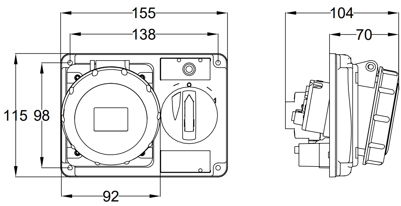 25074 | Base interblocante empotrar horizontal 3h 32A IP67