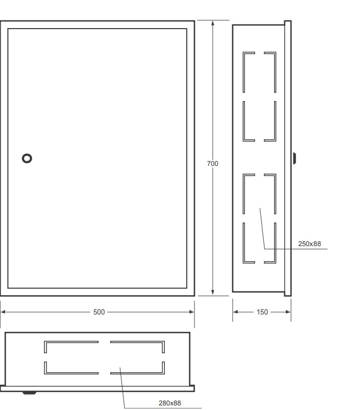 3232-E | Armario ICT secundario de empotrar IP33
