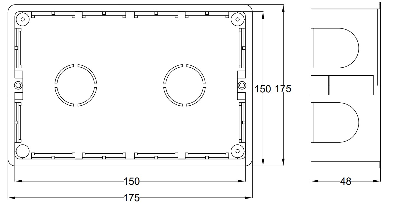 3252A | Caja derivación tabiquería hueca 115x162x45 IP30 con tapa con garras