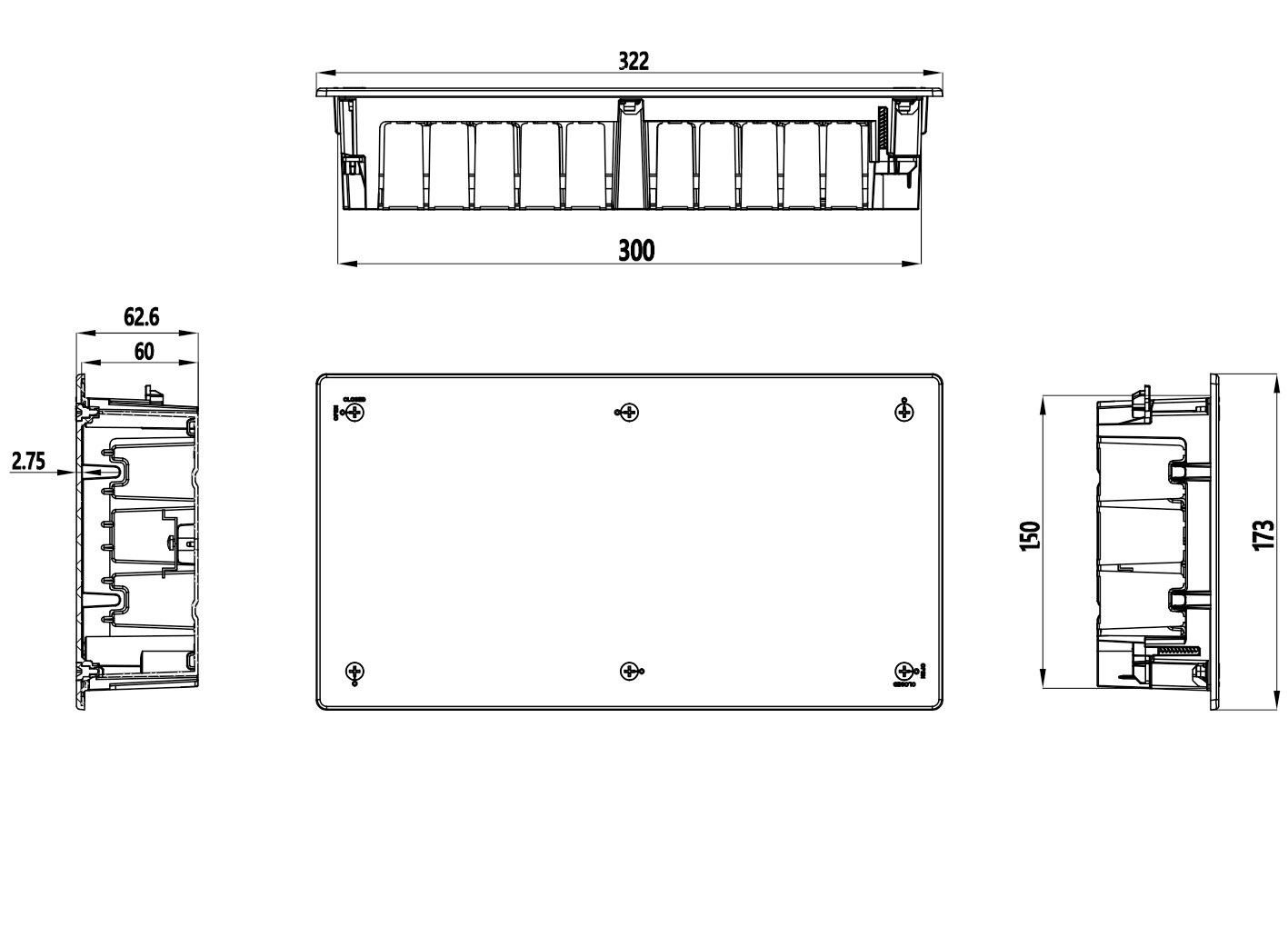 3263 | Caja derivación 150x300x60 Tabiquería hueca