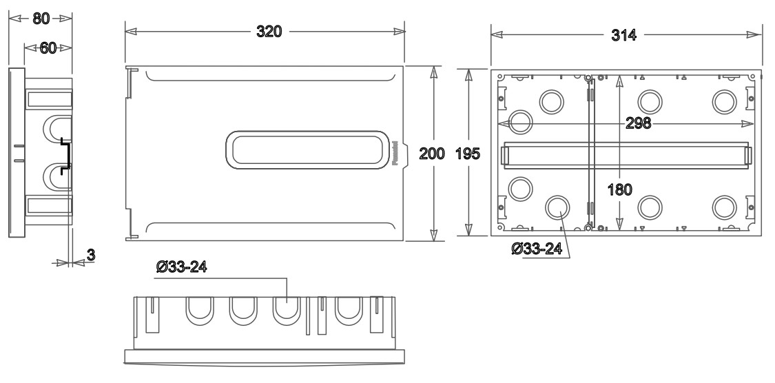 3314-P | Armario de empotrar 12 módulos IP40
