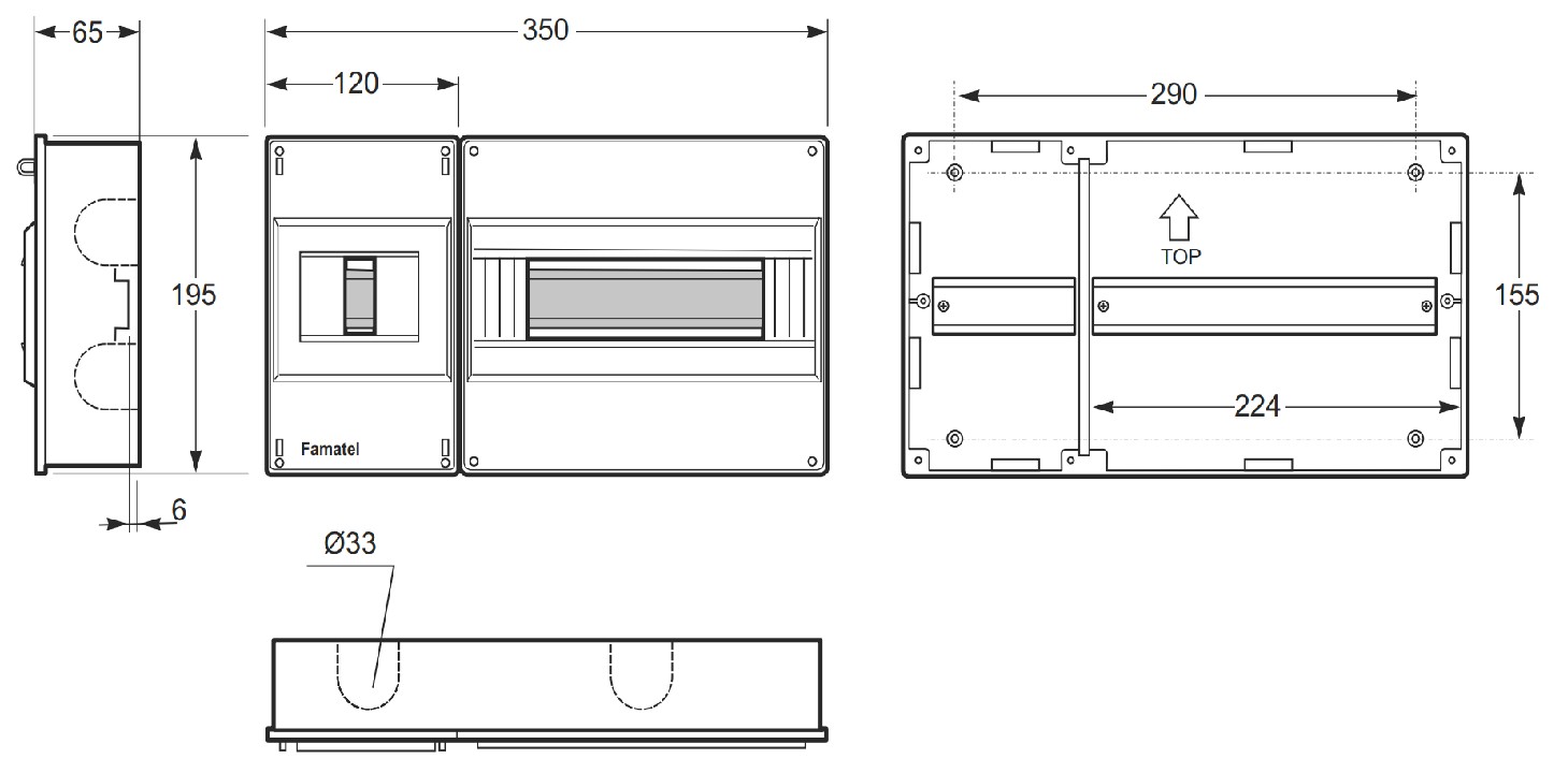 3413 | Armario de superficie 4(ICP32) + 12 módulos IP40