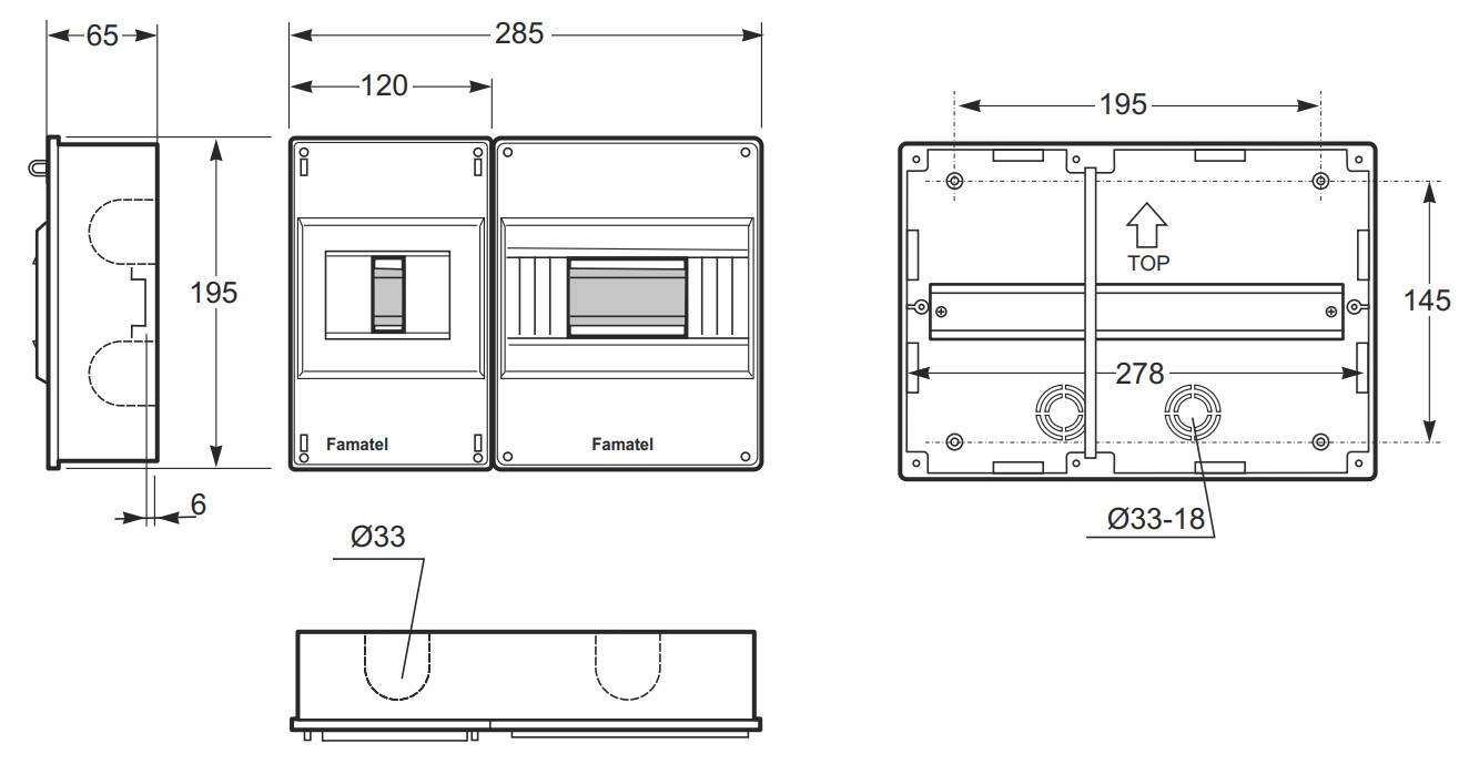 3421 | Armario de superficie 4(ICP32) + 8 módulos IP40