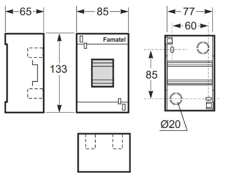 3454 | Armario de superficie 4 módulos IP40