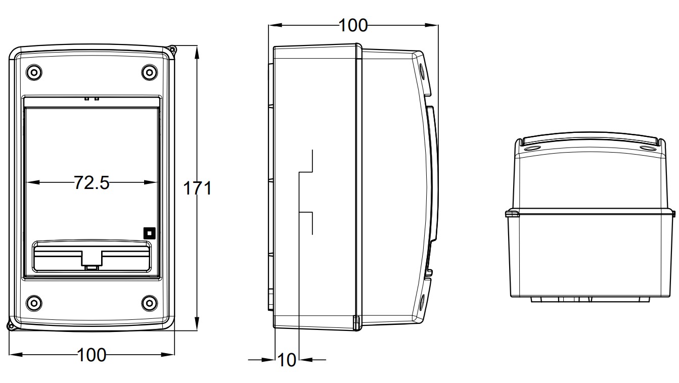 3902-T | Armario de superficie 4 módulos 171x100x100 IP65