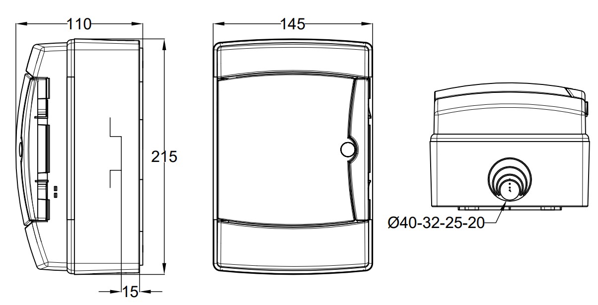 3904 | Armario de superficie 4 módulos 215x145x110 IP65