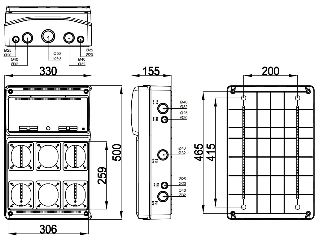 3962 | Envolvente pretroquelada 16 módulos para 6 mecanismos IP65