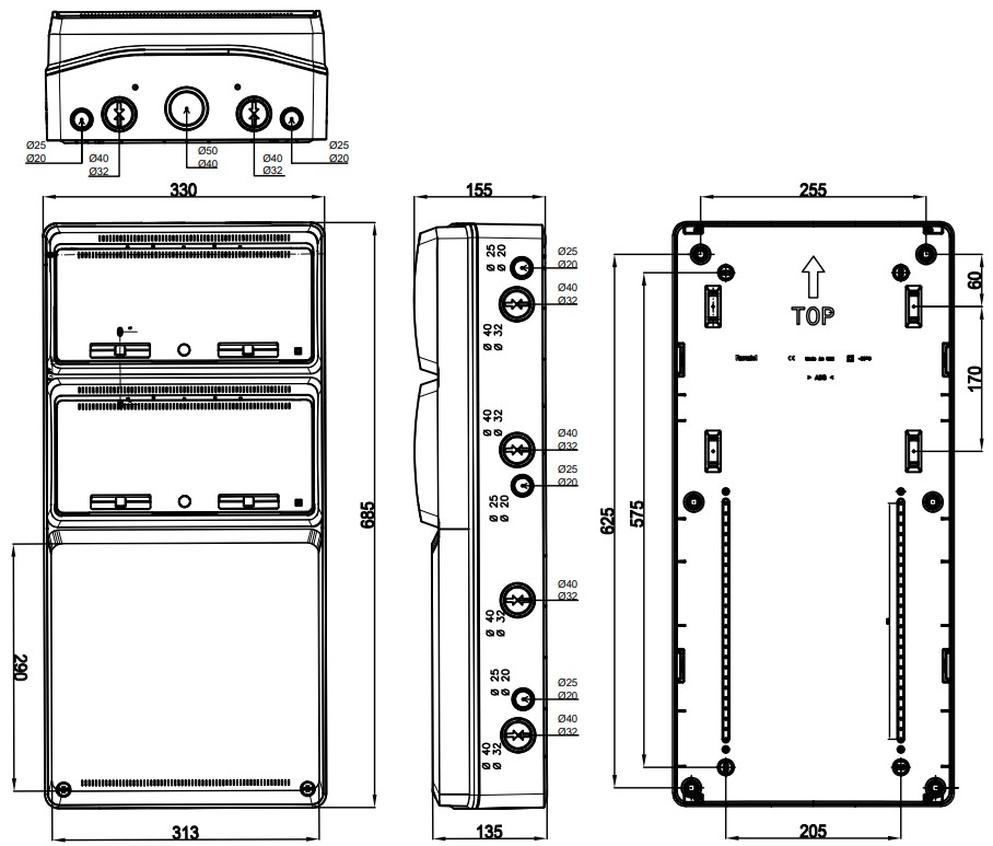 3977 | Envolvente ciega 32 módulos IP65