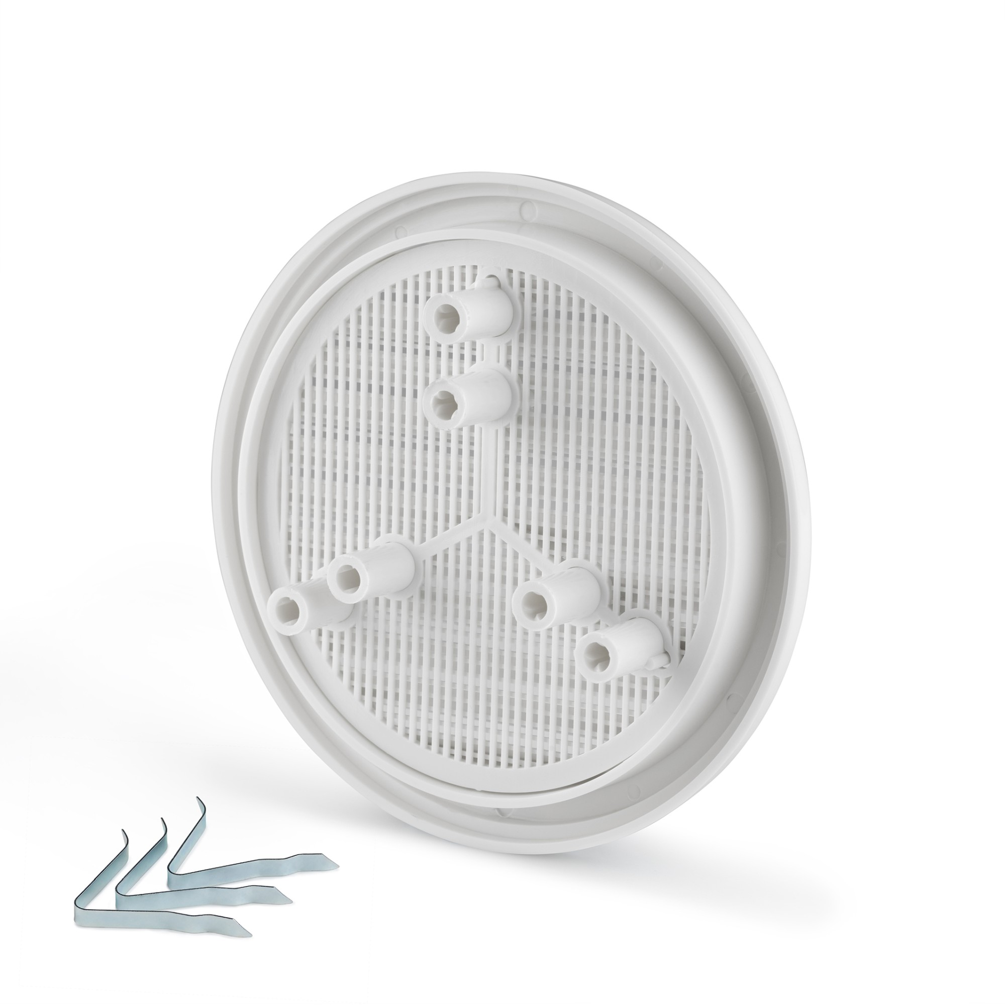Rejilla redonda con mosquitera Ø100-130mm. / blanca