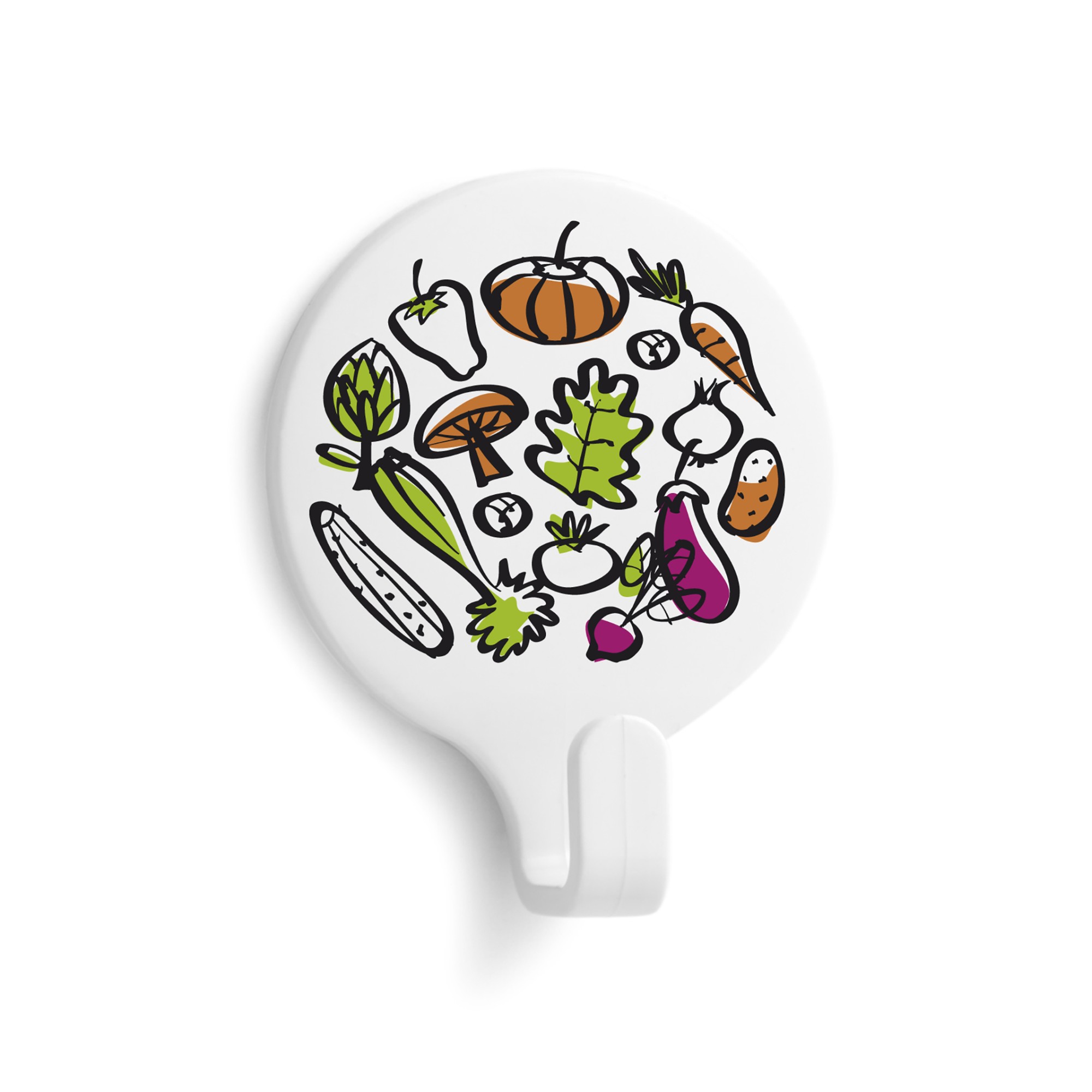 Colgador adhesivo circular decorado / vegetal