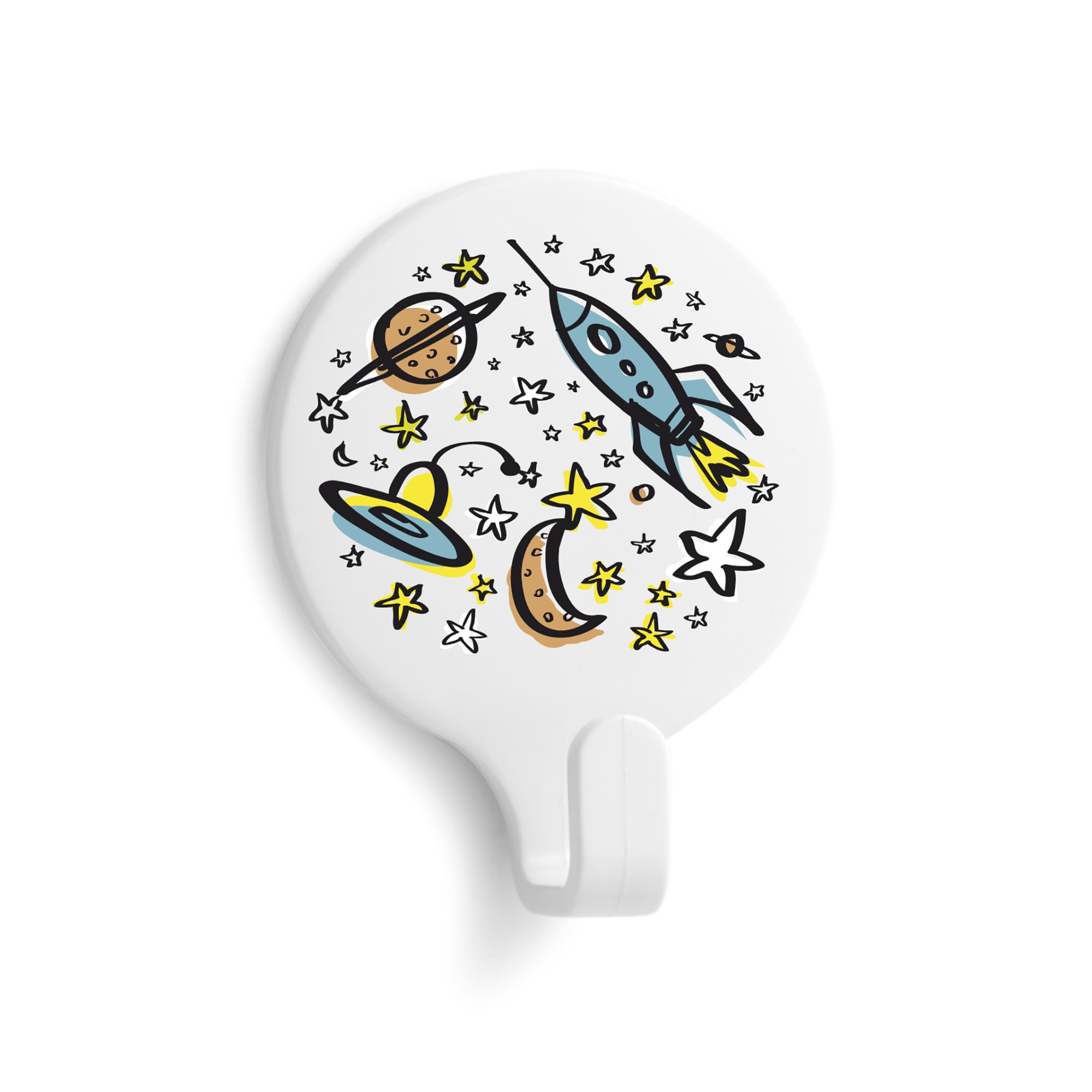 Colgador adhesivo circular decorado / universo